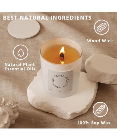 Vanilla Scented Wood Wick Candle - 11oz Natural Soy 70 Hour Burn Aesthetic Aromatherapy Gift | Mother's Vanilla Cloud - Buy Online on GoSupps.com