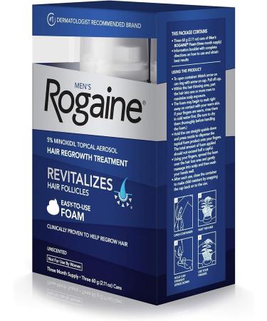 Men's Rogaine 5% Minoxidil Foam for Hair Loss - 3-Month Supply (Pack of 3) - Buy Online on GoSupps.com