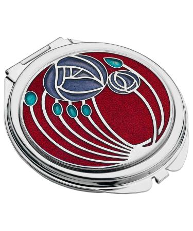 Sea Gems presented by Celtic Glass Designs Compact Mirror in Mackintosh Two Roses Design. (Red)