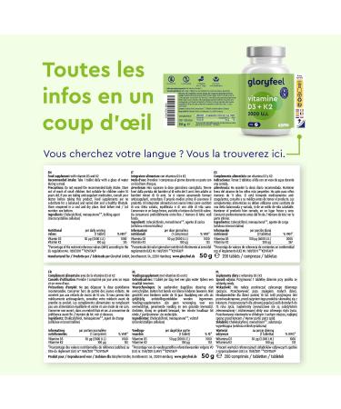 Vitamin D3 K2 (MK7) Cholecalciferol and Menaquinone Vitamin D3 K2 200 Micro Tablets 2000 IU with 100 g Vitamin K2 Contributes to the Immune System and Bones Maintains Normal Teeth* - Buy Online on GoSupps.com