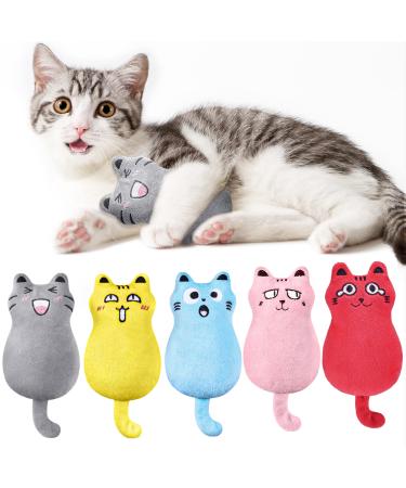 Feeko Cat Catnip Toys, Cat Pillow Toys, Rattle Sound,Cat Toys for Indoor Cats Interactive with Cute Cat Toy Set 5 pack