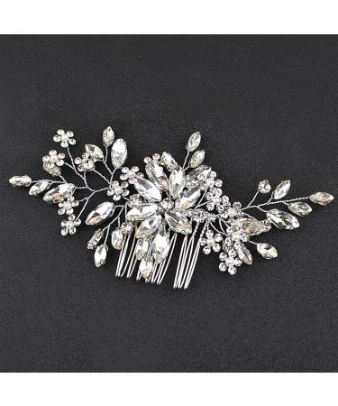 Bride Hair Accessories Lightweight Wedding Hair Clip Floral Leaf Bridal Hair Comb Exquisite Wedding Hair Clip Multipurpose Diamond Hair Accessories for Women Girls Sliver - Buy Online on GoSupps.com