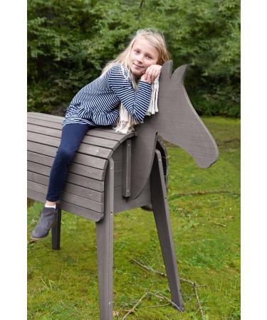 Roba Wooden Horse for Garden | Vaulting Horse with Mane & Tail | Solid Gray Play Horse for Gymnastics & Riding - Buy Online on GoSupps.com
