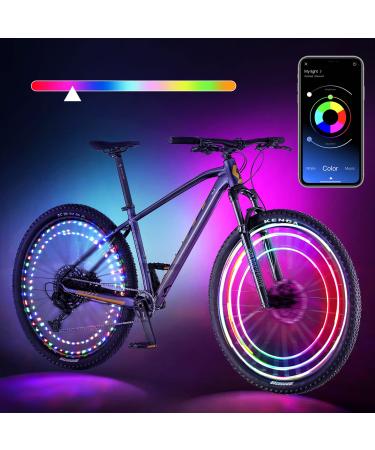 Fussion Upgraded Multicolor Changing LED Bike Wheel Lights with APP Control Waterproof, Bicycle Light 7 Colors 29 Lighting Modes and Strobes Great Gifts for Boys Girls Men Women (Patent is Pending) 2 Wheels