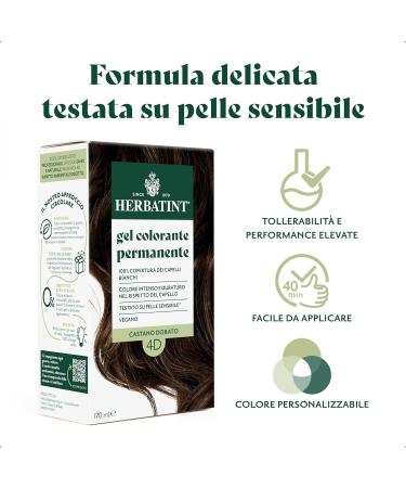  Herbatint Herbatint 4D Permanent Hair Color Gel Golden Brown - 170 ml | Ammonia-Free 100% Gray Coverage | For Sensitive Skin with 8 Natural Organic Extracts - Buy Online on GoSupps.com