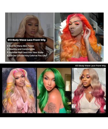QAVA 613 Blonde Human Hair Wig 22 Inch Body Wave HD Lace Front 180% Density - Brazilian Virgin Hair, Pre Plucked, Can be Dyed - Women's 13X4 Frontal Wig with Baby Hair - Buy Online on GoSupps.com