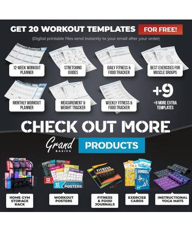 Laminated 21-PACK Workout Poster Set for Home Gym - Dumbbell, Yoga, Resistance Band, Kettlebell Exercises & More - Fitness Chart Bundle - Buy Online on GoSupps.com