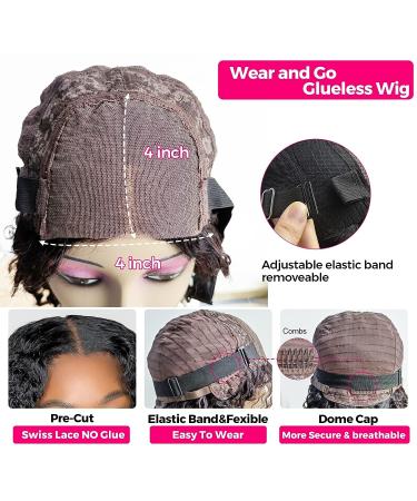 ALIPOP Glueless Curly Lace Front Wig for Black Women - 12 Inch Bob Wig - Buy Online on GoSupps.com