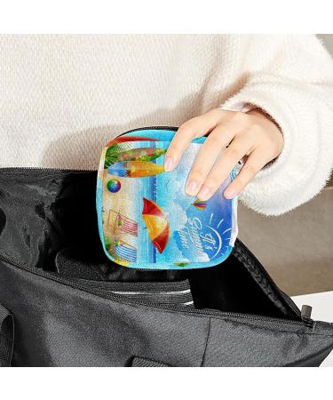 GIAPB Period Bag Sanitary Napkin Storage Bag Period Pouch Travel Makeup Bag Summer Tropical Beach Color3478 - Buy Online on GoSupps.com
