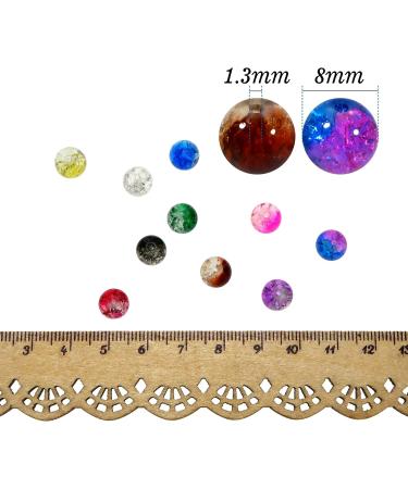 TOAOB 200pcs 8mm Crackle Glass Lampwork Beads - Mixed Color Spacer Beads for Jewelry Making - Buy Online on GoSupps.com