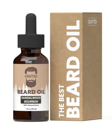 Crafted Beards Beard Oil Beard Oil Conditioner - Leave Your Beard Feeling Amazing - All Natural Ingredients - No Residue - Mustache Oil - 1oz - Made in the USA (Sandalwood Bourbon)