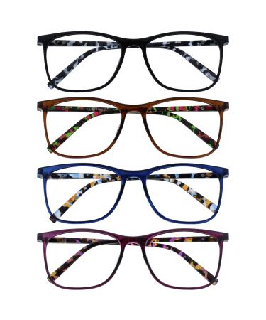 Opulize Unisex Arc Reading Glasses (Pack of 10) +1.50 Diopters Black / Brown / Blue / Purple