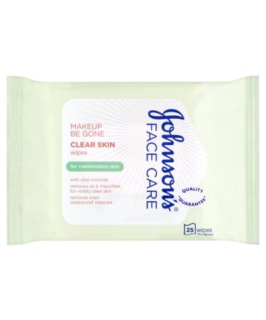 Johnson's Face Care Makeup Be Gone Clear Skin Wipes (6 x Packs of 25) (Pack of 1)