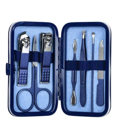 LCPCX Nail clippers set,Pedicure kit,manicure, travel kit for women,mens gifts,7-piece set,blue