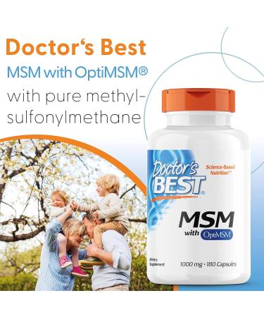 Doctor's Best MSM 1000mg Capsules - 180 Count | OptiMSM, Laboratory Tested, Non-GMO, Gluten-Free & Soy-Free with Natural Sulphur - Buy Online on GoSupps.com