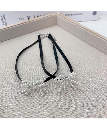 OralGos Faux Pearl Bow Pendant Necklace | Stylish Clavicle Chain & PU Leather Jewelry - International Shipping - Buy Online on GoSupps.com