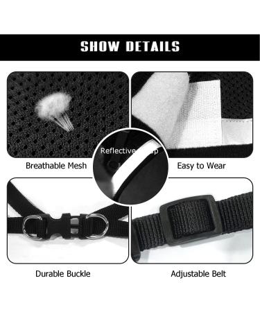Femax Cat Dishes with Leash for Dogs & Cats - Adjustable No Pull Mesh Puppy Dishes for Training - XS (Chest 26-29 cm) - Breathable Black - Buy Online on GoSupps.com