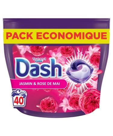 Dash All-in-1 PODS Laundry Detergent Capsules, 40 Washes, Jasmine and May Rose, Ultra Clean and Long-Lasting Freshness, Eliminates