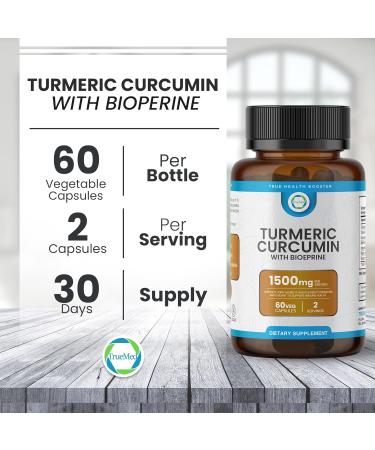TRUEMED Turmeric Curcumin with BioPerine 1500mg - High Absorption Turmeric Extract 95% Curcuminoids with Black Cumin & Ginger - Natural Joint Support & Immune Health - 60 Veggie Capsules - Buy Online on GoSupps.com