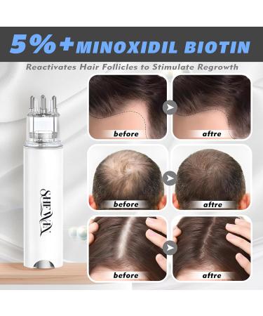 Hair Growth Serum with Minoxidil & Biotin Applicator Comb - 5% Non-Greasy Scalp Massage Oil for Men & Women (15ML Unscented) - Boost Hair Regrowth - Buy Online on GoSupps.com