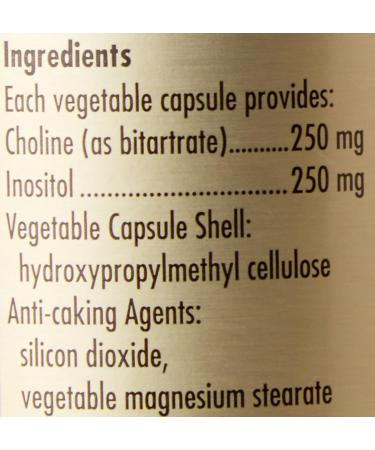 Solgar Choline/Inositol 250/250 mg Vegetable Capsules - 50 Vegicaps - Buy Online on GoSupps.com