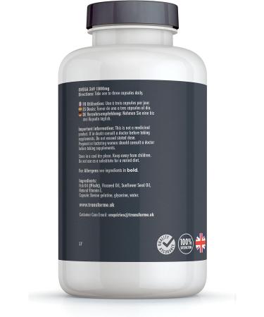 Transforme Omega 3 6 9 Fish Oil 1000mg 360 Capsules with Fish, Flaxseed, and Sunflower Seed Oils - EPA DHA ALA LA Oleic Acid - Gluten Free - Buy Online on GoSupps.com