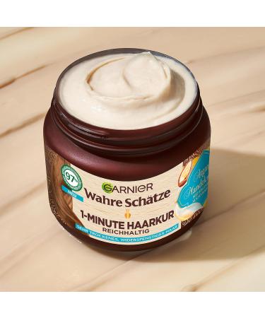 Garnier True Treasures Nourishing 1-Minute Hair Treatment | Argan & Almond Oil | Vegan Formula for Smooth Moisturized Hair | 340ml - Ideal for Dry Unruly Hair - Buy Online on GoSupps.com