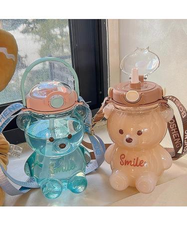 JQWSVE Kawaii Bear Straw Bottle - Cute and Leak-Proof 47oz Coffee Water Bottle for Office Travel - Buy Online on GoSupps.com