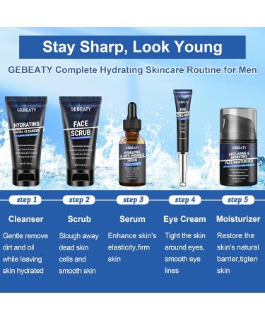 Mens Skin Care Kit Skin Care for Men Deep Hydrate Moisturize Firm Skin Gentle Men's Facial Skin Care Routine Kit for Men Christmas Valentines Birthday Gifts for Him Boyfriend Husband Fathers Dad 5 Piece Set - Buy Online on GoSupps.com