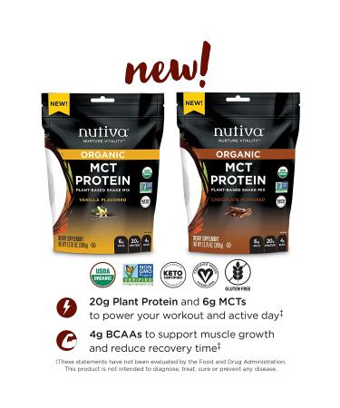 Nutiva Organic MCT Protein Shake Mix Vanilla - Plant-Based, 13.76 oz (390 g) - Buy Online on GoSupps.com