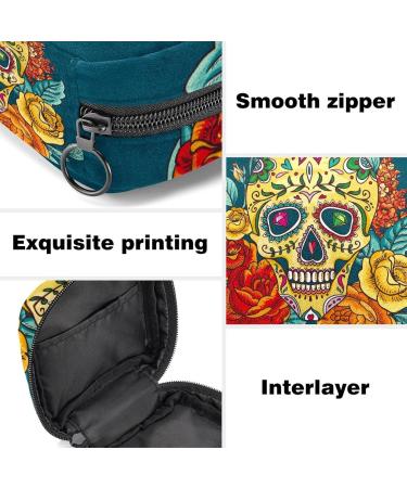 Stylish Menstruation Pad Bag with Zipper | Women's Tampon & Napkin Bag | Day of the Dead Collection - Buy Online on GoSupps.com