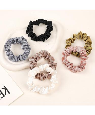 Satin Silk Small Scrunchies 20 Pcs - Elastic Hair Bands for Women and Girls - Ponytail Holders in 20 Colors - Perfect for Thick Curly Hair - Buy Online on GoSupps.com
