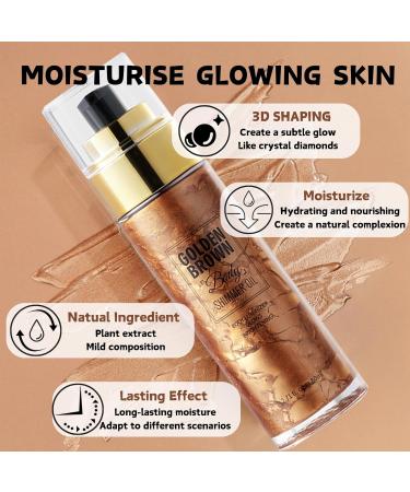Shimmer Body Oil - Body Shimmer - Golden Brown Body Shimmer Oil for Body & Face - Body Oil for Women - Moisturizing & Non-sticky Body Oil - Body Skin Care (Golden Brown) - Buy Online on GoSupps.com