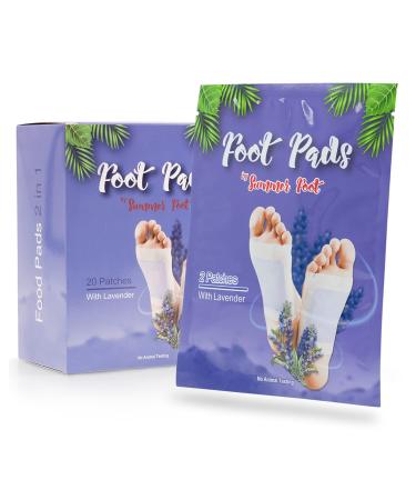 Premium Foot Pads by Summer Foot with Lavender Oil I Dermatologically Tested I Foot and Bodycare I Stress Relief I Better Sleep I Adhesive Sheets I 20 Foot Pads