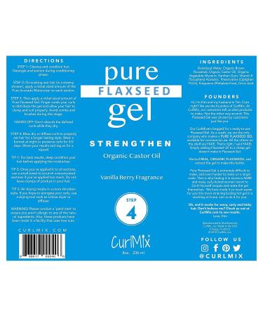CurlMix Organic Flaxseed Gel with Castor Oil - Define & Strengthen Curls - Vanilla Berry - 8 fl oz - Buy Online on GoSupps.com