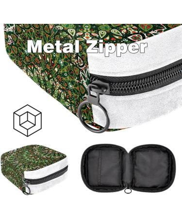 Boho Style Green Sanitary Napkin Storage Bag | Period & Tampon Organizer | Makeup & Pad Pouch - Color 4792 - Buy Online on GoSupps.com