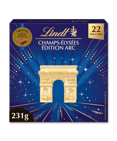 Lindt - Box CHAMPS- LYS ES Assorted Arc Edition - Assorted Milk Chocolates Black and White - Pralines Crispy and Smooth - Ideal for Christmas 231g