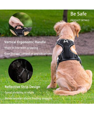 Funfox Medium Dog Harness | No-Pull Adjustable Vest with Reflective Strips | Ergonomic Handle | Ideal for Walking and Control | Soft Padded | 2 Clips | Medium Black - Buy Online on GoSupps.com