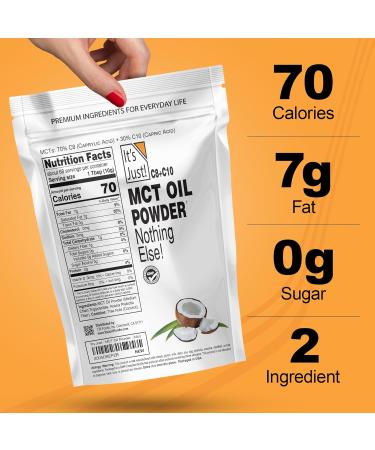 It's Just - MCT Oil Powder w/Prebiotic Fiber (1.5lbs) 70% C8 + 30% C10 Fast Fuel for Body & Brain Health Keto Coffee Creamer Non-GMO Heavy Metal Tested - Buy Online on GoSupps.com