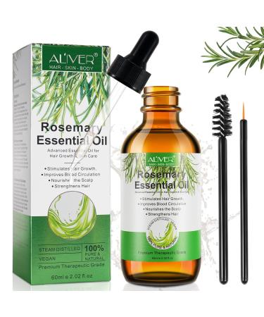 Organic Rosemary Essential Oil 60ml for Hair & Skin Care Stimulates Hair Growth Nourishment Scalp Strengthens Hair for Women Men Rosemary 60.00 ml (Pack of 1)