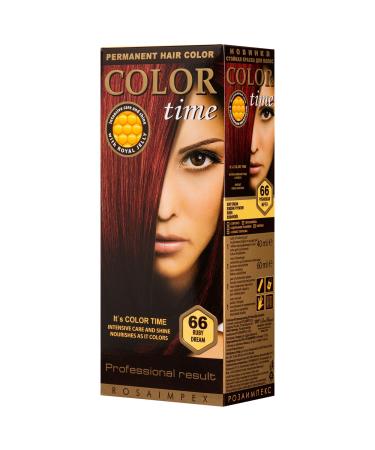 COLOR TIME | Permanent Gel Hair Dye Ruby Dream Color 66 | Enriched with Royal Jelly and Vitamin C | Permanent Hair Color | Covers Gray Hair | 100 ML 66 Ruby Dream