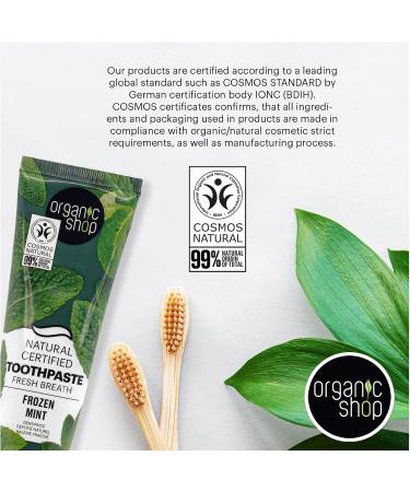 Organic Shop Frozen Mint Toothpaste Natural Ingredients Fluoride-Free Tooth Sensitivity Vegan & Cosmos Natural Certified. Pack of 2 - Buy Online on GoSupps.com