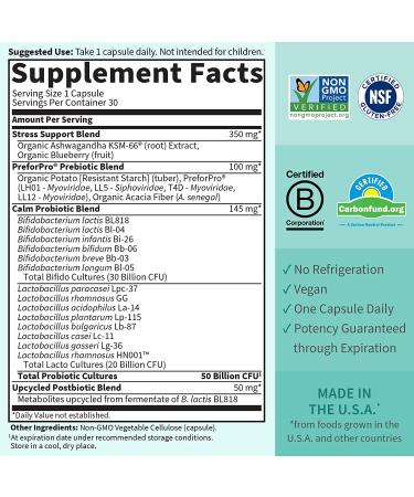 Dr. Formulated Calm 3-in-1 Probiotics with Ashwagandha - Immune, Digestive & Mood Support - 30 Day Supply - Buy Online on GoSupps.com