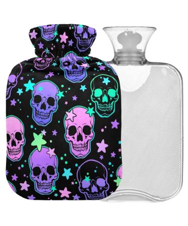 Naanle bright human skulls with reference transparent hot water bottle hand feet hot water bottle hot water bottle pain relief heat and cold therapy 2 L