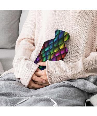 Rainbow Scale Hot Water Bottle with Plush Cover | Hot Water Bottle Hand Warmer for Adults & Kids | 26.5x15.3cm - Buy Online on GoSupps.com