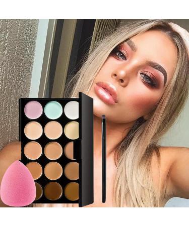 REMEK Cream Concealers Pure Full Coverage Cosmetic Cream Makeup Kit | Makeup Concealer 15 Colours and 1 Makeup Brushes and 1 Puff Egg - Buy Online on GoSupps.com
