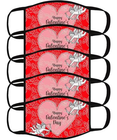5PCS Comfortable Windproof mask Cute Sweet Heart Shapes On Blurry Background Romantic Love Valentines Day Printed Facial decorations for adult - Buy Online on GoSupps.com