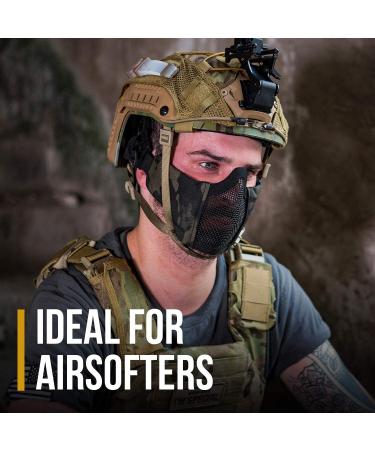 OneTigris Foldable Half Face Mesh Mask - Military Style Tactical Lower Face Protective Mask in Black - Buy Online on GoSupps.com