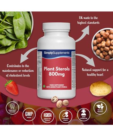 Plant Sterols 800mg | 120 Vegan Tablets with Beta-Sitosterol | Naturally Reduces Cholesterol | Suitable for Vegetarians and Vegans | Made in the UK - Buy Online on GoSupps.com