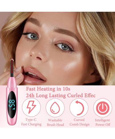 ExcellaElite Heated Eyelash Curler Portable Eyelash Curler Heated Electric Heated Lash Curler 15s Quick Heat Natural and Long-Lasting Makeup for Eyelashes (Pink) - Buy Online on GoSupps.com
